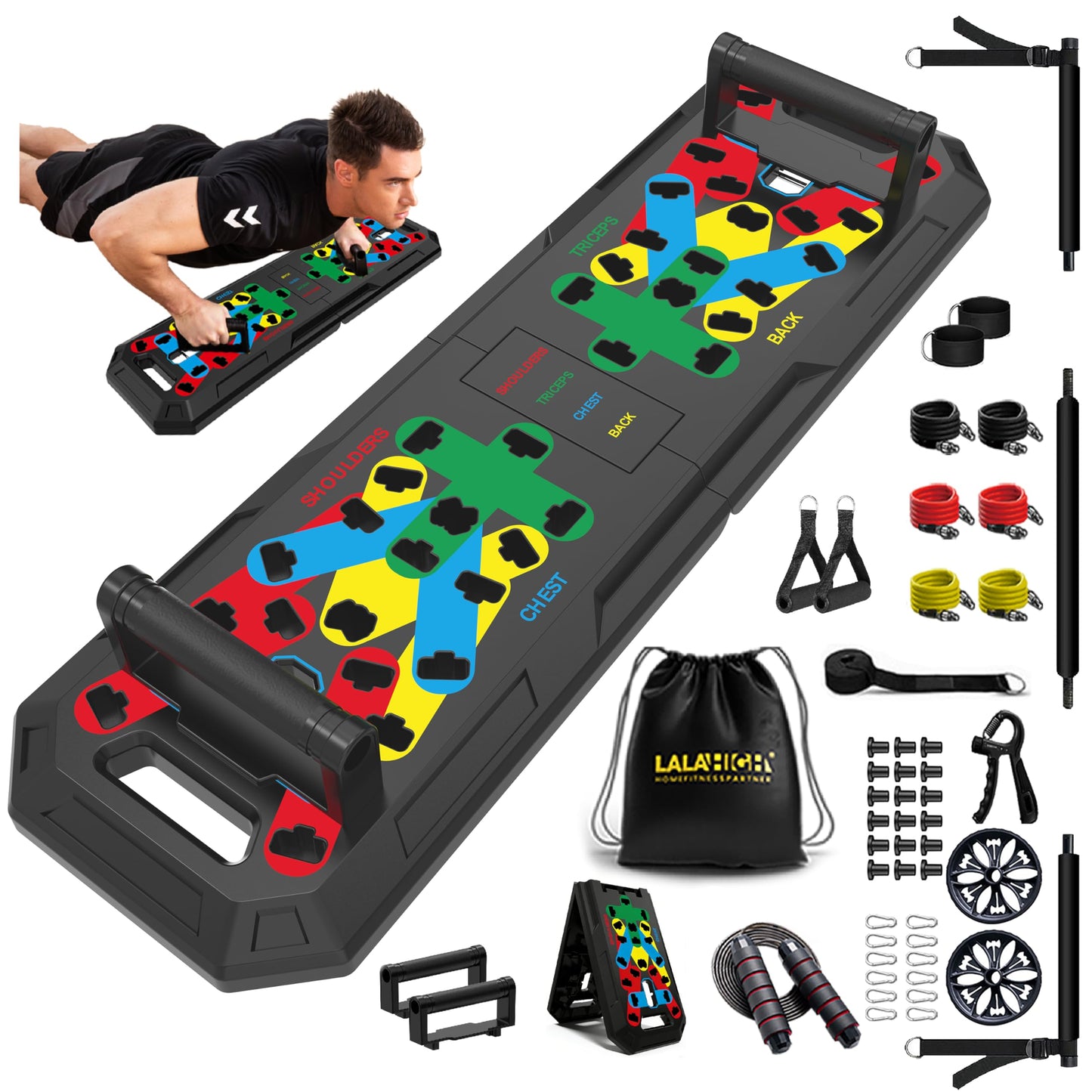 IUT Solid Push Up Board 15 in 1 Home Workout Equipment Multi-Functional Pushup Stands System Fitness Floor Chest Muscle Exercise Professional Equipment Burn Fat
