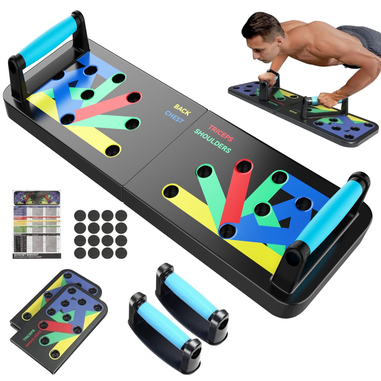 IUT Solid Push Up Board 15 in 1 Home Workout Equipment Multi-Functional Pushup Stands System Fitness Floor Chest Muscle Exercise Professional Equipment Burn Fat