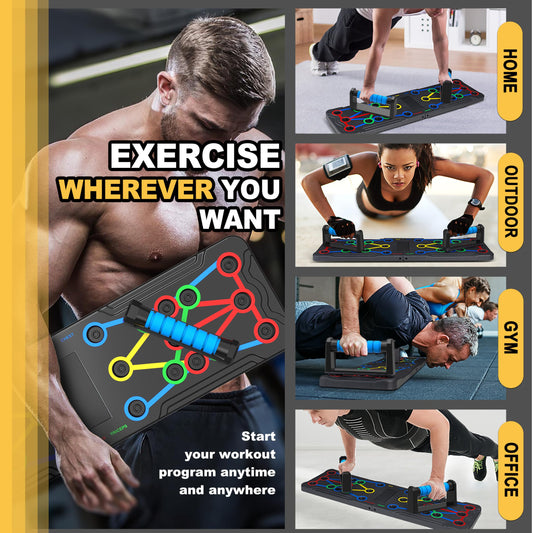 IUT Solid Push Up Board 15 in 1 Home Workout Equipment Multi-Functional Pushup Stands System Fitness Floor Chest Muscle Exercise Professional Equipment Burn Fat