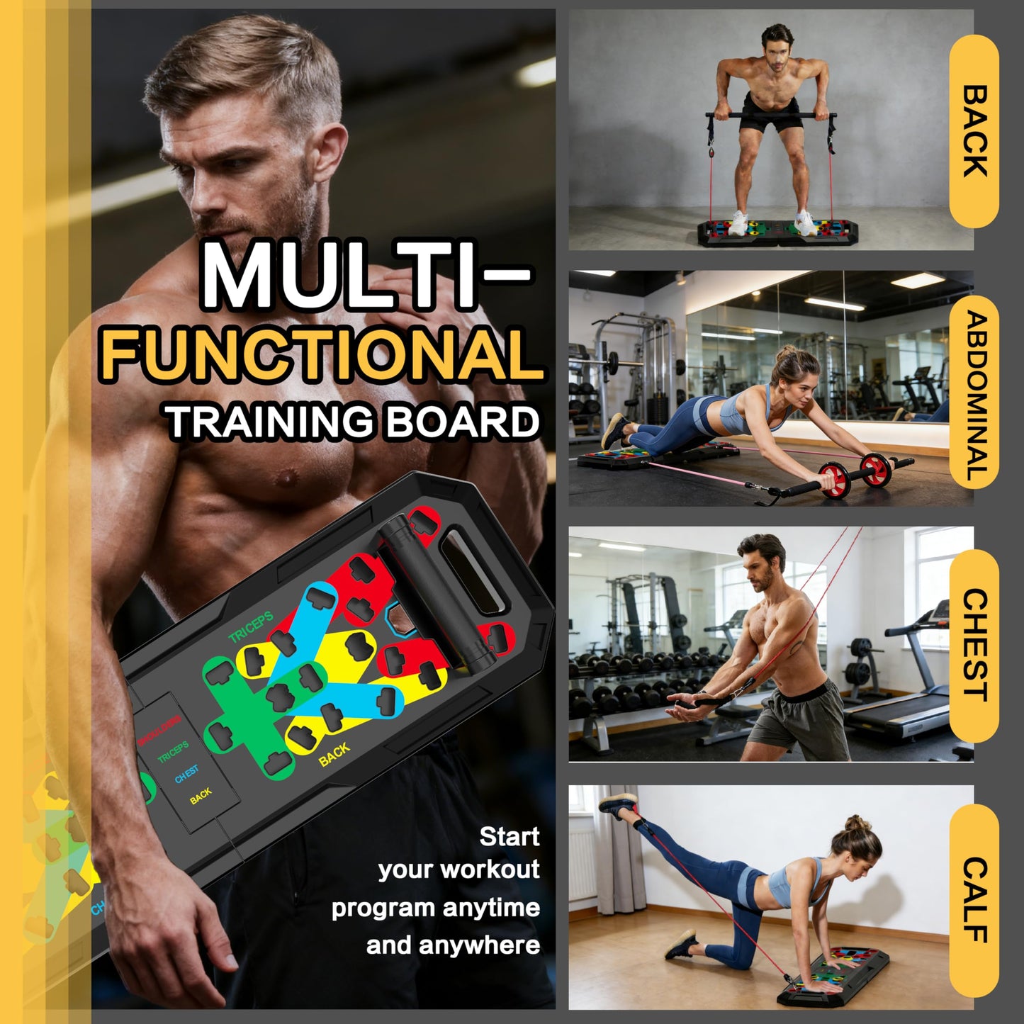 IUT Solid Push Up Board 15 in 1 Home Workout Equipment Multi-Functional Pushup Stands System Fitness Floor Chest Muscle Exercise Professional Equipment Burn Fat