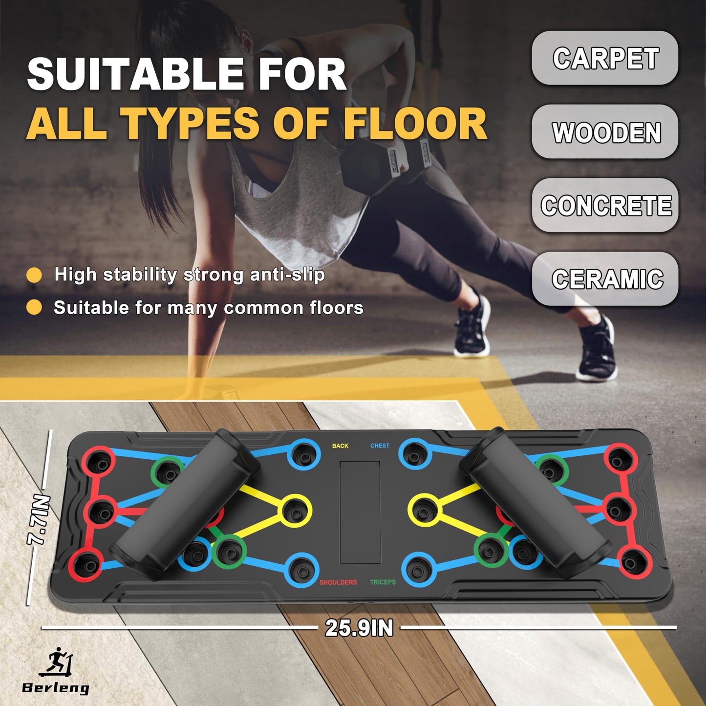 IUT Solid Push Up Board - 36-in-1 Foldable Pushup Fitness Stand for Portable Strength Training. Rugged, Stable Equipment for Home Gym Workout for Men & Women