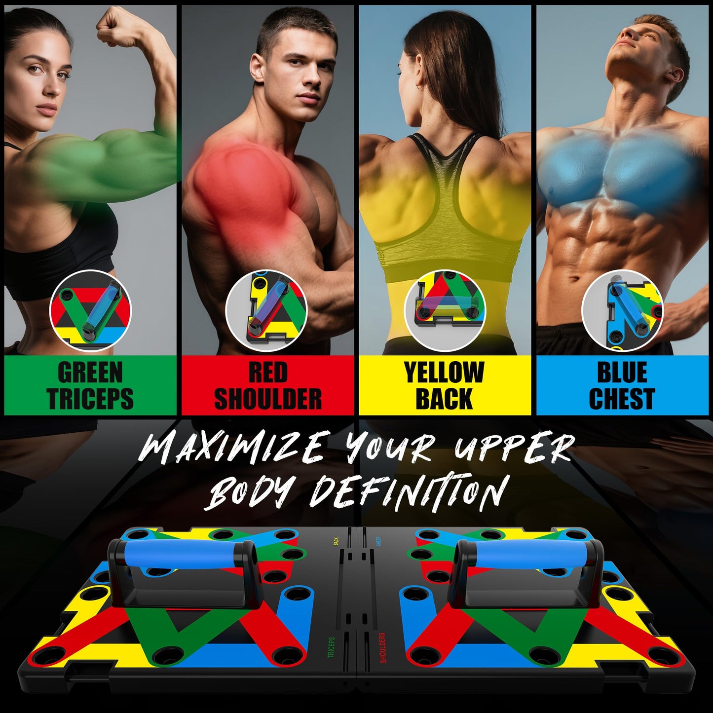 IUT Solid Push Up Board 15 in 1 Home Workout Equipment Multi-Functional Pushup Stands System Fitness Floor Chest Muscle Exercise Professional Equipment Burn Fat