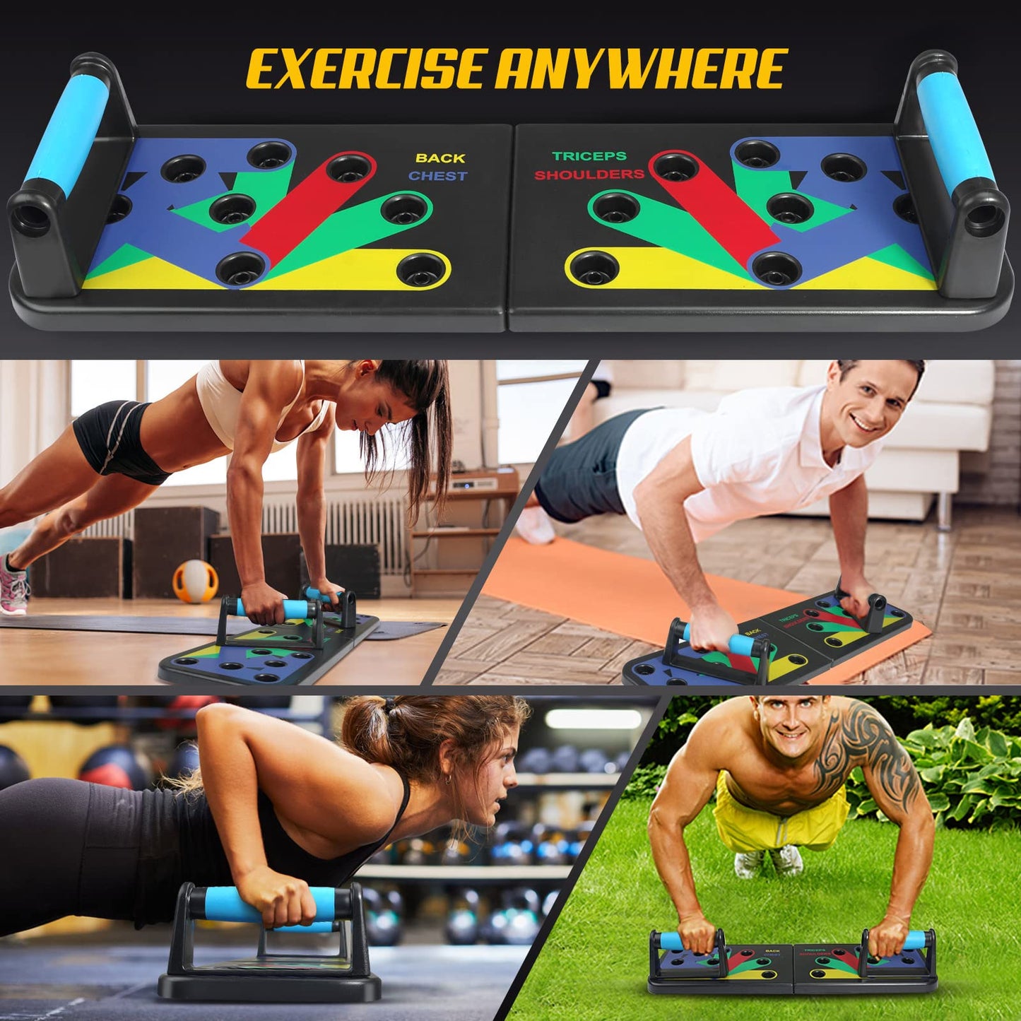 IUT Solid Push Up Board 15 in 1 Home Workout Equipment Multi-Functional Pushup Stands System Fitness Floor Chest Muscle Exercise Professional Equipment Burn Fat